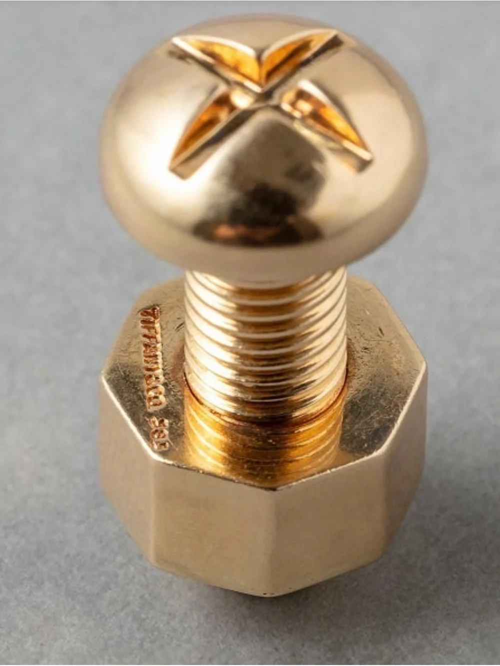 Brass Screw Cufflink - Polished Gold Tone